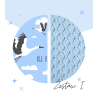 Zestaw błękitnych bawełnianych kocyków - bociany / muszelki