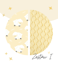 Zestaw żółtych bawełnianych kocyków - owieczki / muszelki
